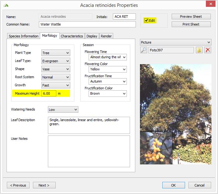Lands Plant Database maximum height Lands Pflanzendatenbank Maximale Höhe